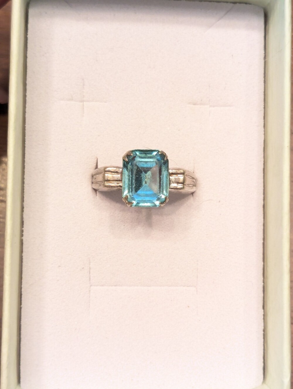 Art Deco Sterling Blue Spinel Cocktail Solitaire Ring Size 6.75